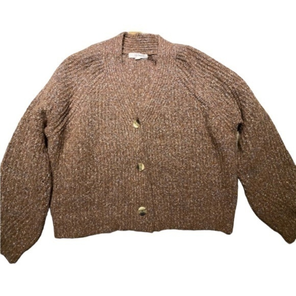 Peyton Primrose cottage core brown/ gold button down sweater size medium